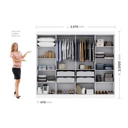 Guarda-roupa Casal 8 Portas 4 Gavetas Paris Branco - 2