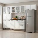 Ver imagem 1 de Cozinha Completa Modulada em Aço 4 Peças com Paneleiro e Balcão com Tampo New Premium Itatiaia Branco