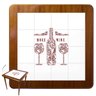 Cj Mesa Madeira Azulejo 80x80cm - Base 4pé 78cm + 2 Cadeiras 43 - Natural - More Wine - 2