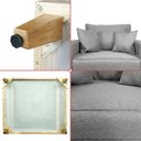 Ver imagem 6 de Kit 2 Poltrona Sofa Benny Linho Cinza com Almofada Base de Madeira Castanho - Arkell
