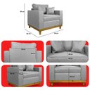 Ver mais imagens de Kit 2 Poltrona Sofa Benny Linho Cinza com Almofada Base de Madeira Castanho - Arkell