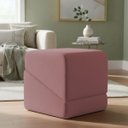 Ver imagem 1 de Puff Sense Bouclé Premium Assento Extra Decorativo para Sala Quarto Design Moderno Rose