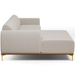 Sofá 5 Lugares com Chaise Esquerdo para Sala de Estar Molino 320cm D02 Base Castanho Pés D'ouro Bouc - 6