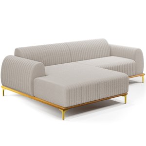 Sofá 5 Lugares com Chaise Esquerdo para Sala de Estar Molino 320cm D02 Base Castanho Pés D'ouro Bouc