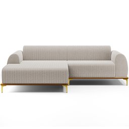 Sofá 5 Lugares com Chaise Esquerdo para Sala de Estar Molino 320cm D02 Base Castanho Pés D'ouro Bouc - 3