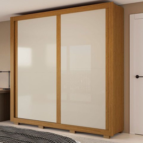 Guarda-Roupa Casal Nicole 2 Portas 3 Gavetas 100% MDF Cinamomo/Off White - ACP Móveis