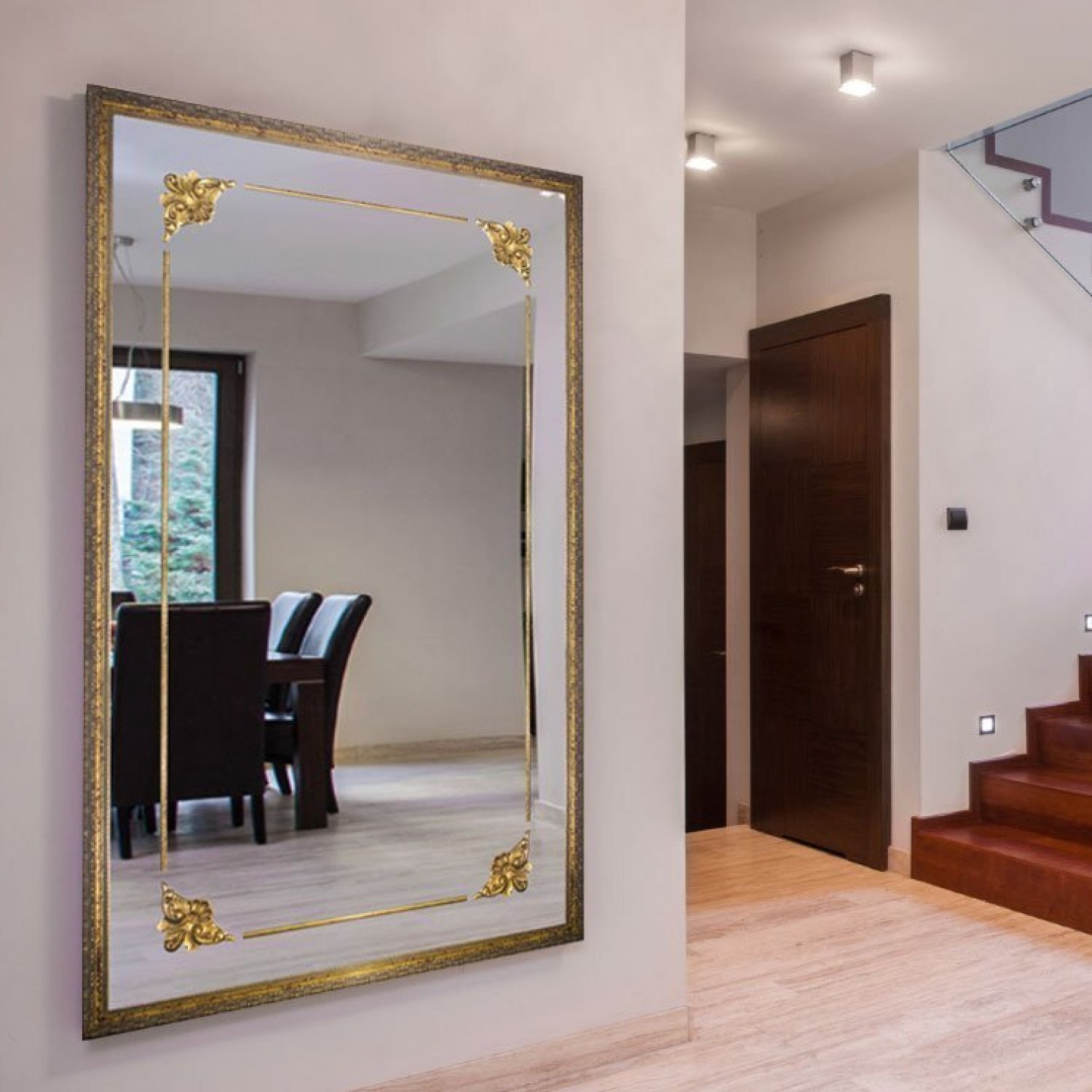 Espelho de Chão com Moldura e Apliques 130x210cm Decore Pronto