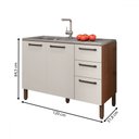 Ver imagem 4 de Balcão de Cozinha para Pia 120 Cm Mad Versalhes 3 Portas 2 Gavetas Nogueira/off White - Kits Paraná