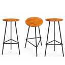 Ver imagem 1 de Kit 3 Banquetas Retro Ferro Industrial Assento Madeira 70cm Cor:Peroba