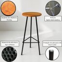 Ver imagem 4 de Kit 3 Banquetas Retro Ferro Industrial Assento Madeira 70cm Cor:Peroba
