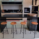 Ver imagem 2 de Kit 3 Banquetas Retro Ferro Industrial Assento Madeira 70cm Cor:Peroba