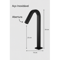Kit Metais: Torneira Alta Inox Premium Válvula Click e Sifão:preto - 3