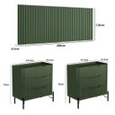 Ver imagem 3 de Conjunto Cabeceira Casal 280cm com 2 Mesas de Cabeceira Cor:musgo com Preto