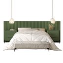 Ver imagem 2 de Conjunto Cabeceira Casal 280cm com 2 Mesas de Cabeceira Cor:musgo com Preto