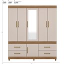 Ver imagem 2 de Guarda Roupa Casal 6 Portas com Espelho e 4 Gavetas Ubatuba - Amêndola Touch/off White