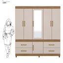 Ver imagem 4 de Guarda Roupa Casal 6 Portas com Espelho e 4 Gavetas Ubatuba - Amêndola Touch/off White
