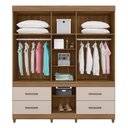 Ver imagem 3 de Guarda Roupa Casal 6 Portas com Espelho e 4 Gavetas Ubatuba - Amêndola Touch/off White