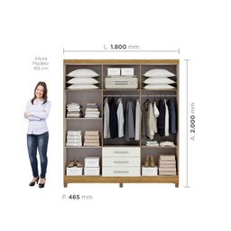 Guarda Roupa Casal 6 Portas 3 Gavetas Toledo Espresso Móveis - 4