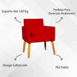 Kit 2 Poltronas Decorativa para Sala Recepção Manicure Consultório Suede - 3