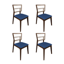 Ver imagem 1 de Kit 4 Cadeiras de Jantar Madeira Maciça Mel Manuela Assento Veludo Azul Tela Premium
