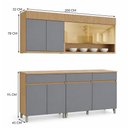 Ver imagem 5 de Cozinha Modulada Realeza Premium 4 Peças com 7 Portas, 3 Gavetas e Vidro Reflecta Titânio - Nesher