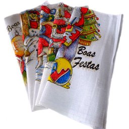 Pano de Copa Lomaer Sacaria Estampado Natal 03 Unidade Branco - 4
