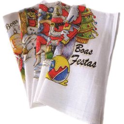 Pano de Copa Lomaer Sacaria Estampado Natal 03 Unidade Branco - 2