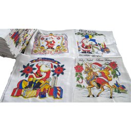 Pano de Copa Lomaer Sacaria Estampado Natal 03 Unidade Branco - 3