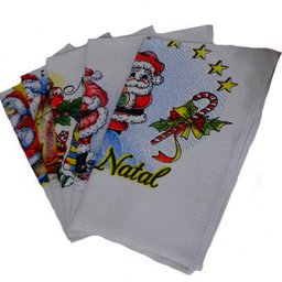 Pano de Copa Lomaer Sacaria Estampado Natal 03 Unidade Branco - 9