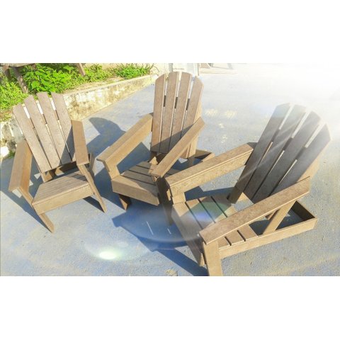 Cadeira Adirondack Madeira Plástica Maciça Marrom Lanci Lc-09 Vermelha