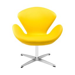 Poltrona Swan Couro Sintético Amarelo Base Alumínio Giratória - 2 Poltrona Swan Couro Sintético Amarelo Base Alumínio Giratória - 2