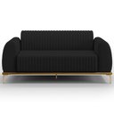 Ver imagem 3 de Sofá 3 Lugares para Sala de Estar Molino 180 Cm D02 Pés D'ouro Veludo Preto C-300 - Lyam Decor