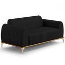 Ver imagem 1 de Sofá 3 Lugares para Sala de Estar Molino 180 Cm D02 Pés D'ouro Veludo Preto C-300 - Lyam Decor