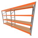 Ver imagem 1 de Mini Porta Pallet 200 Kg por Nivel Inicial + Continuação com 4 Niveis Laranja com Mdf Cru