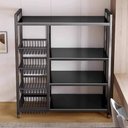 Ver imagem 5 de Organizador Multiuso Inox Carrinho Suporte Microondas Forno Galao Agua Fruteira Chao 4 Prateleiras