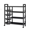 Ver imagem 2 de Organizador Multiuso Inox Carrinho Suporte Microondas Forno Galao Agua Fruteira Chao 4 Prateleiras