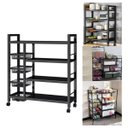 Ver imagem 1 de Organizador Multiuso Inox Carrinho Suporte Microondas Forno Galao Agua Fruteira Chao 4 Prateleiras