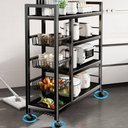 Ver imagem 3 de Organizador Multiuso Inox Carrinho Suporte Microondas Forno Galao Agua Fruteira Chao 4 Prateleiras