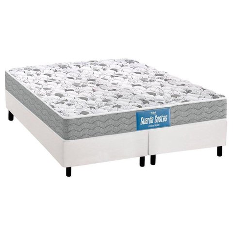 Cama Box Queen: Colchão Espuma Probel D33/EP Guarda Costas Próintense Double Face + Base CRC