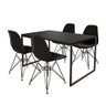 Mesa Industrial Base Ferro Preto 137x75 Tampo Preto 4 Cadeiras Eiffel Ferro Preto Assento Preto - 2