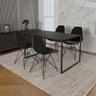 Mesa Industrial Base Ferro Preto 137x75 Tampo Preto 4 Cadeiras Eiffel Ferro Preto Assento Preto - 1