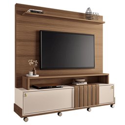 Sala de Estar Bold com Estante, Buffet Aparador e Cristaleira Castanho/off White - Hb Móveis - 2