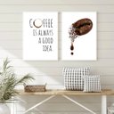 Ver imagem 2 de Kit 2 Quadros Coffee Good Idea - Grão 24x18cm - com Vidro:moldura Branca