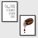 Ver imagem 1 de Kit 2 Quadros Coffee Good Idea - Grão 24x18cm - com Vidro:moldura Branca