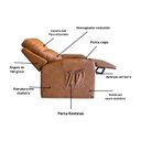 Ver imagem 3 de Poltrona Papai com Porta Copo Reclinável Massageador Courino:caramelo
