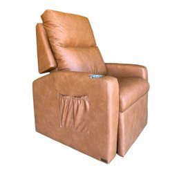 Poltrona Papai com Porta Copo Reclinável Massageador Courino:caramelo - 2