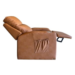 Poltrona Papai com Porta Copo Reclinável Massageador Courino:caramelo