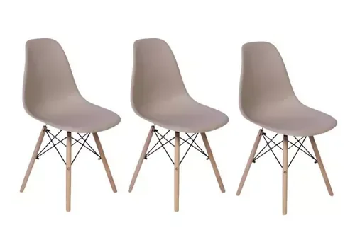 Kit 3 Cadeiras Charles Eames Wood Design Eiffel Varias Cores: Marrom Macarrom - 1