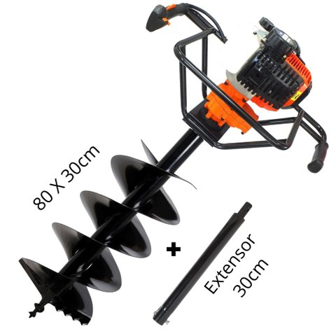 Perfurador de Solo Vulcan VPS520 2T 52cc Ideal Para Plantio com Broca 80x30cm + Extensor de 30cm