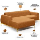Ver imagem 7 de Sofá 4 Lugares Chaise Esquerdo Sala Molino 255cm D02 Pés D\'ouro Couríssimo Whisky B-90